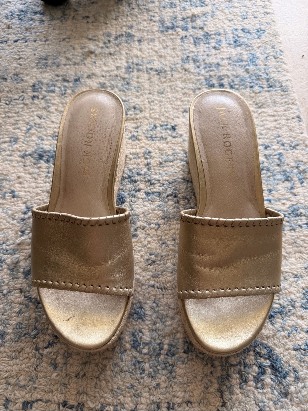 Jack Rogers Gold Leather Slide Mules